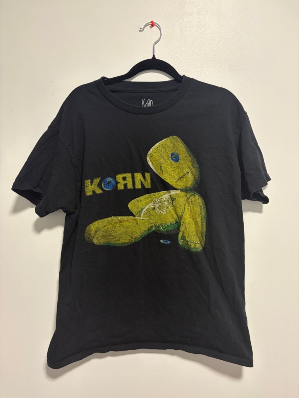 Korn Short Sleeve Graphic Tee in Black with Yellow Print